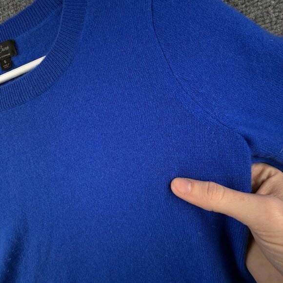 J Crew NO HOLES All Cashmere Sweater Vibrant Blue Super Soft Small Knit Adult - Picture 13 of 15
